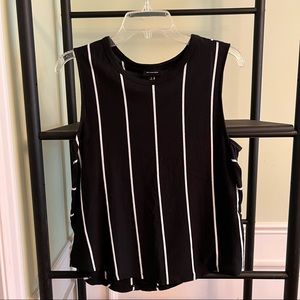 Black & White striped cotton/modal size small sleeveless shell